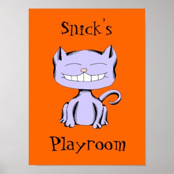 Custom Background And Text Toy Matching Snick Cat Poster by HeadBees at Zazzle