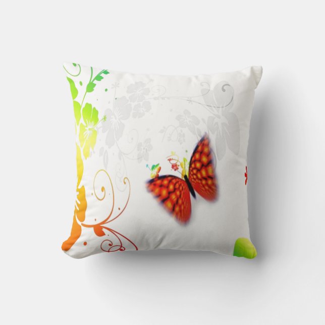 custom background color floral butterfly pillow (Front)