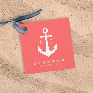 Custom Background Color Monogram Anchor Wedding Favor Tags