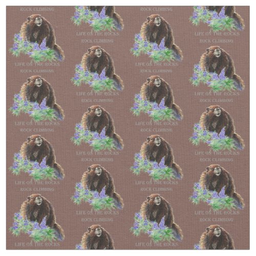 Custom Background Color Rock Climbing Marmot Quote Fabric