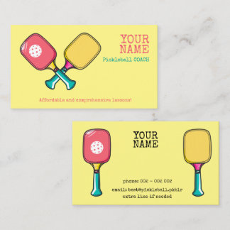Custom background color & text Pickleball  Business Card