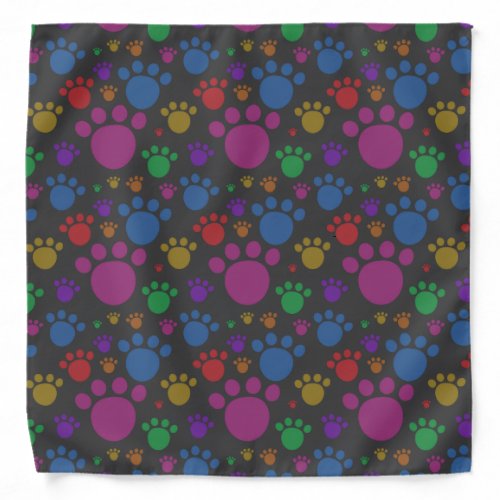 Custom Background Color w Rainbow Colorful Paws Bandana