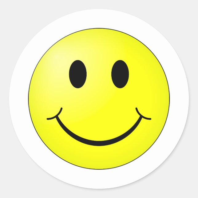 Custom Background Color Yellow Happy Face Sticker (Front)
