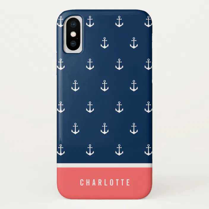 Custom Background Colors Add Name Nautical Anchor Case Mate Iphone Case Zazzle Com