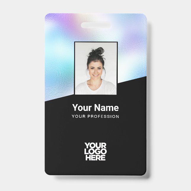 Custom Background image Corporate Logo Name Badge (Front)