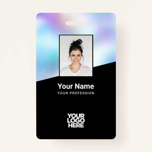 Custom Background image Corporate Logo Name Badge (Front)