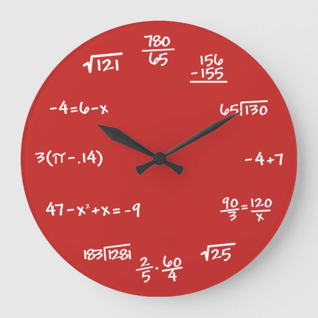 CUSTOM BACKGROUND - Math Chalkboard Wall Clock (Front)