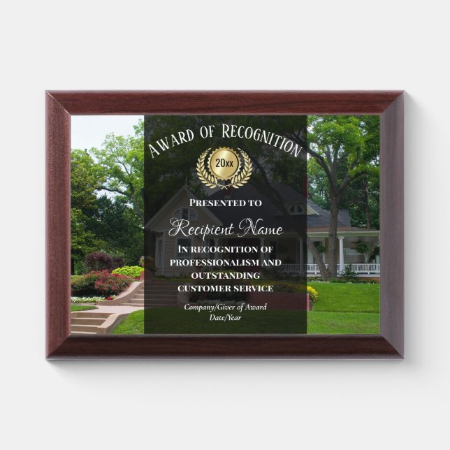 Custom Background Photo Color Business Company Award Plaque (Horizontal)