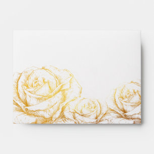 Custom Background Vintage Roses Floral Faux Gold Envelope
