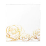 Custom Background Vintage Roses Floral Faux Gold Notepad at Zazzle