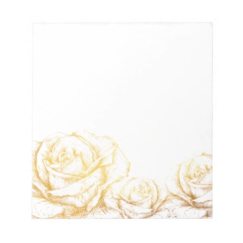 Custom Background Vintage Roses Floral Faux Gold Notepad