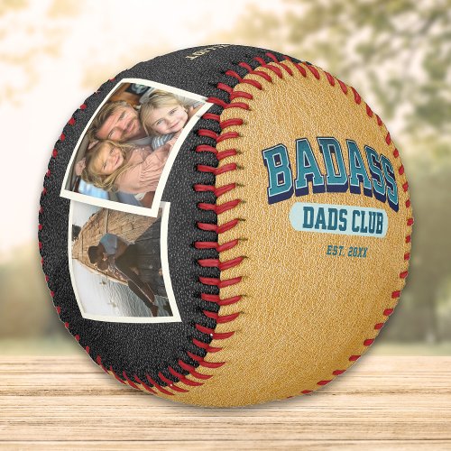 Custom Badass Dad Club Retro Cool Photo Collage Baseball
