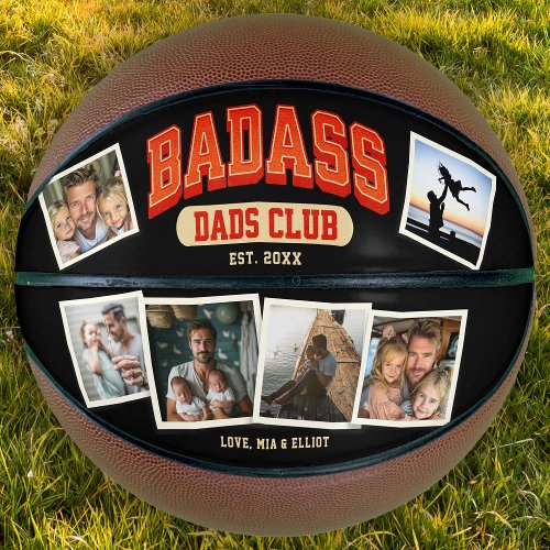 Custom Badass Dad Club Retro Cool Photo Collage Basketball