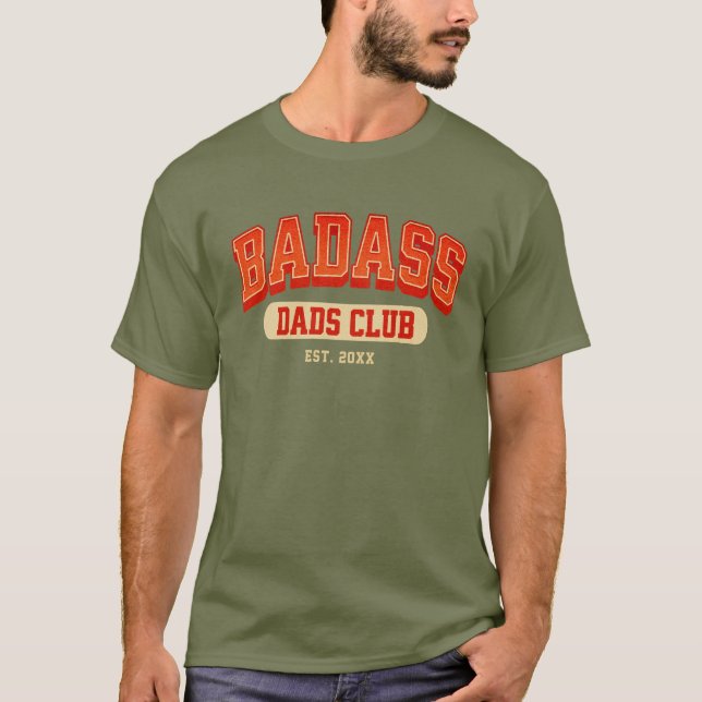 Custom Badass Dad Club Retro Cool Trendy Fun T-Shirt (Front)