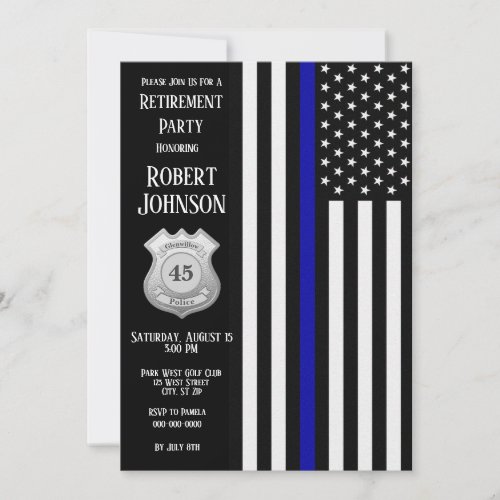 Custom Badge Thin Blue Line Retirement