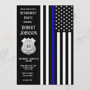 Custom Badge Thin Blue Line Retirement Invitation