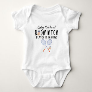 Custom Badminton Baby Name - Badminton Player  Bodysuit