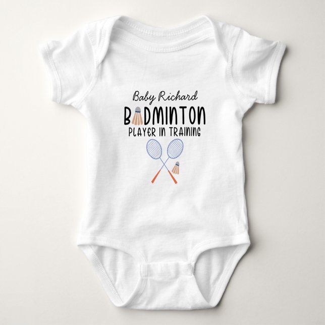 Custom Badminton Baby Name - Badminton Player  Bodysuit (Front)