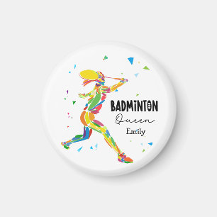 Custom Badminton Queen Colorful Abstract Player Magnet