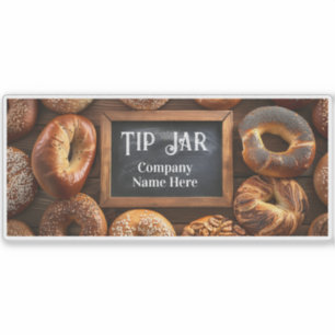 Custom Bagel Cafe Business Tip Jar Sticker