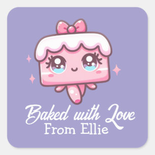 Custom Baked with Love Cake Stickers for Baker