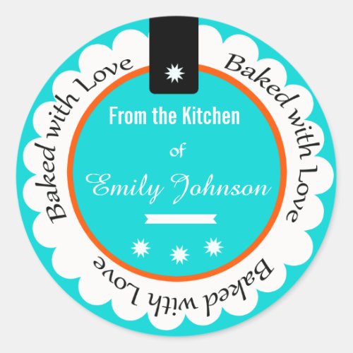 Custom Baked With Love Stickers Gift Tag Labels