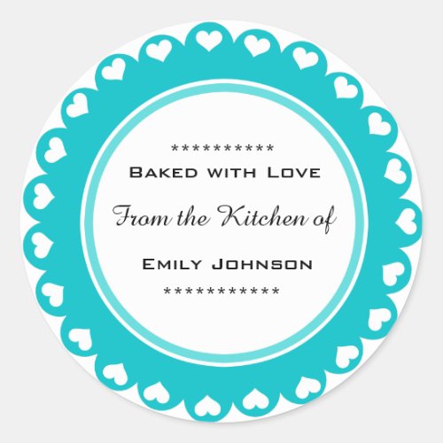 Custom Baked With Love Stickers Gift Tag Labels