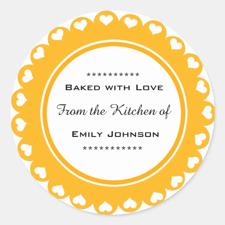 Custom Baked With Love Stickers Gift Tag Labels | Zazzle