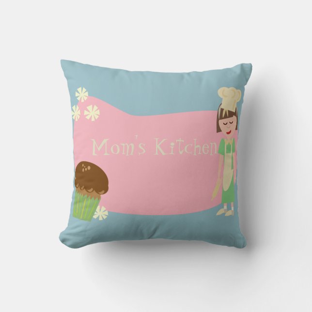 Custom Baker Cartoon Character Cute Cooking Fun Throw Pillow (Front)