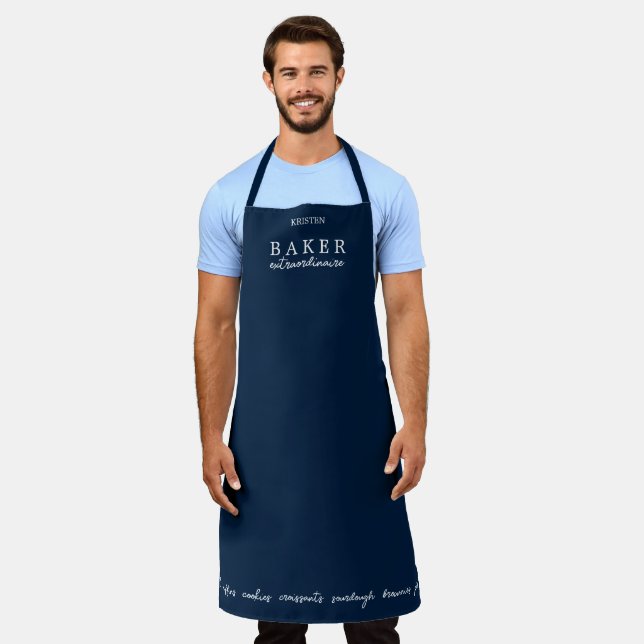 Custom Baker Extraordinaire Navy Large Apron (Worn)