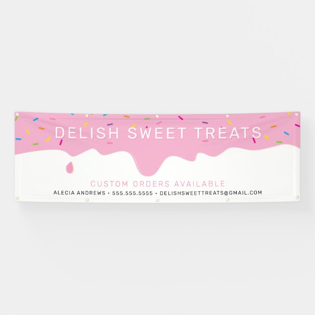 CUSTOM Baker Frosting Drip colorful sprinkles Bann Banner (Horizontal)