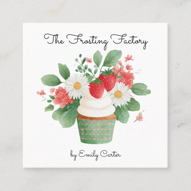 Custom Bakery Business Card Strawberry Design (Front)