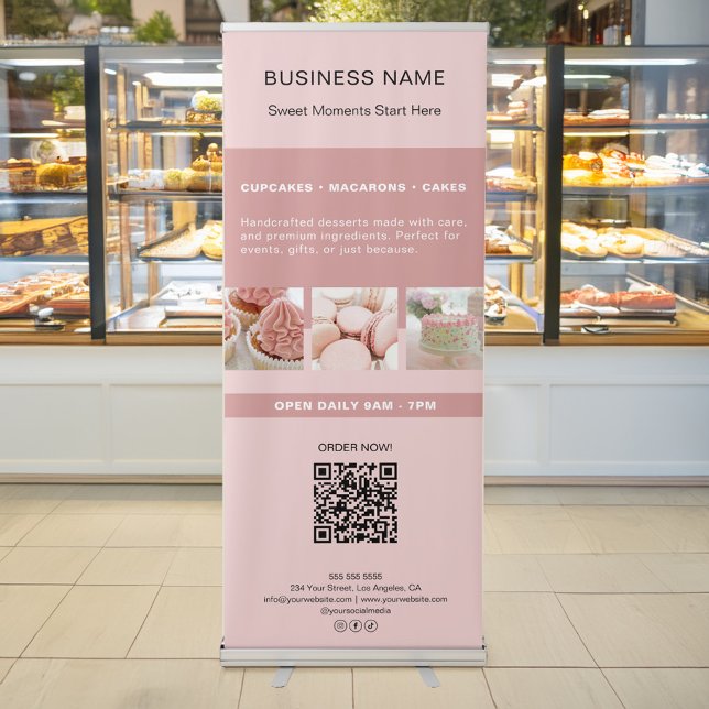 Custom Bakery Business QR Code  Retractable Banner (Custom Bakery Business QR Code Retractable Banner)