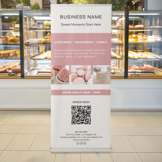 Custom Bakery Business QR Code Retractable Banner (Custom Bakery Business QR Code Retractable Banner)