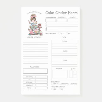Custom  Bakery Cake Order Form Notes