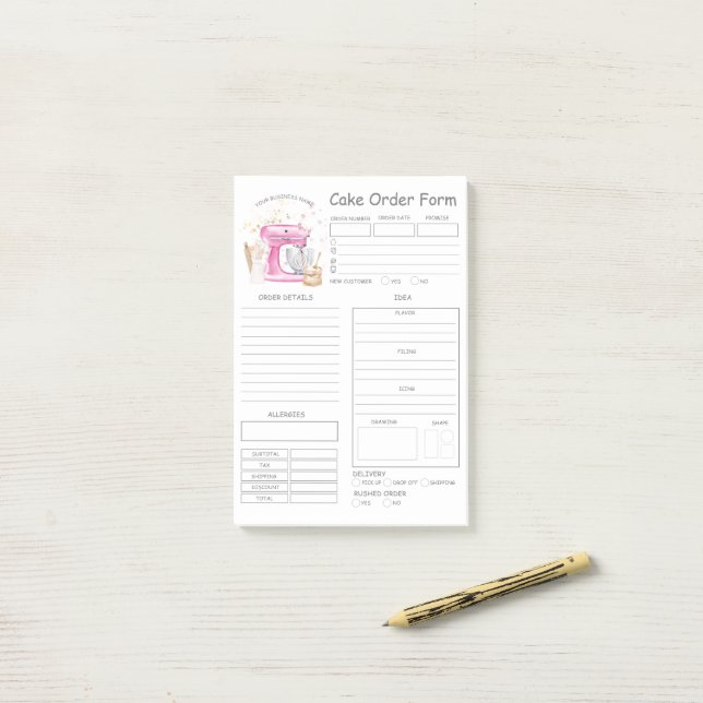 custom-bakery-cake-order-form-notes-zazzle for Blank Free Printable Cake Order Form Template Custom Bakery Cake Order Form Notes | Zazzle for Blank Free Printable Cake Order Form Template
