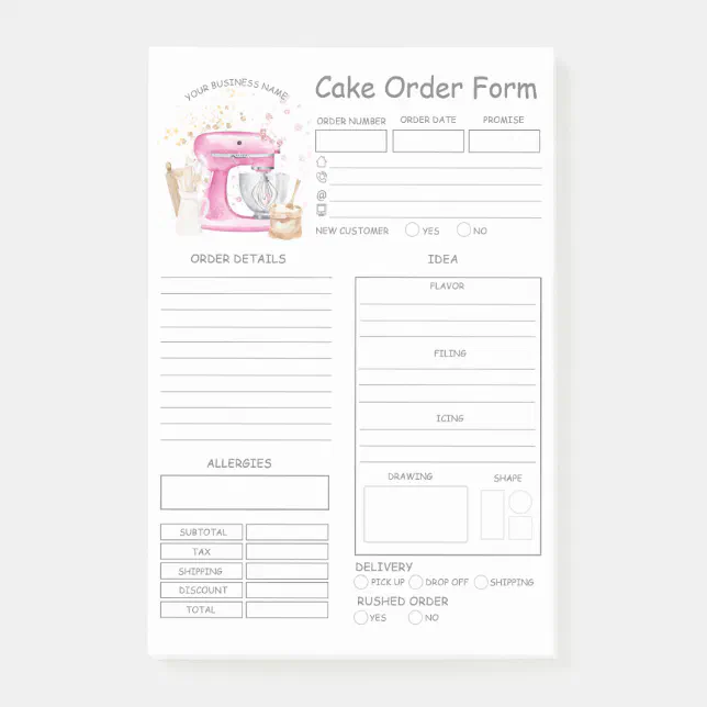 custom-bakery-cake-order-form-notes-zazzle