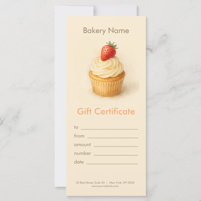 Custom Bakery Gift Certificate  (Front)