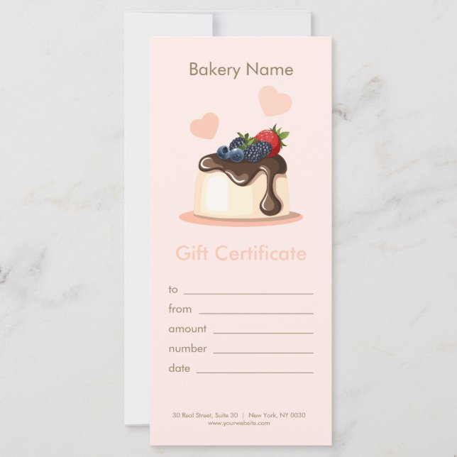 Custom Bakery Gift Certificate  (Front)