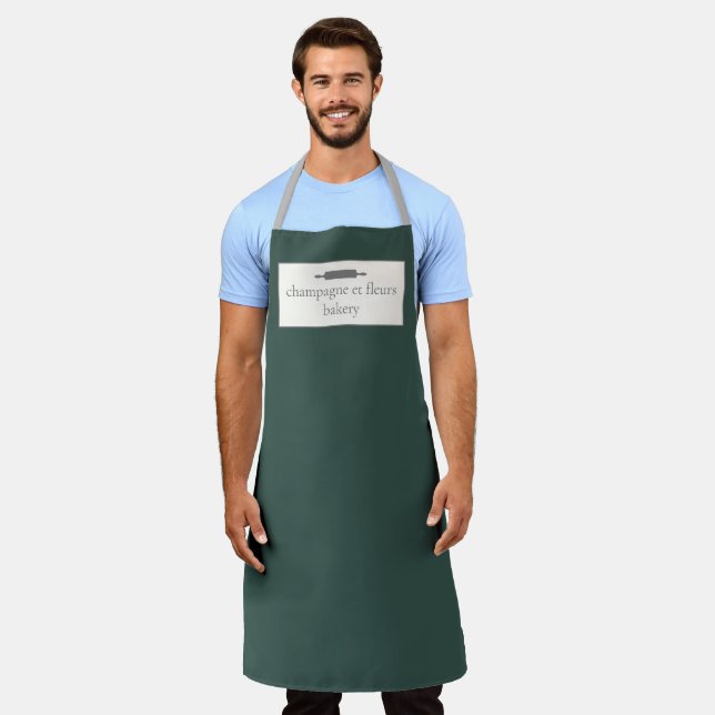 Custom Bakery Name Army Green Chef or Staff Apron (Worn)