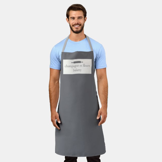 Custom Bakery Name Charcoal Grey Chef or Staff Apron (Worn)