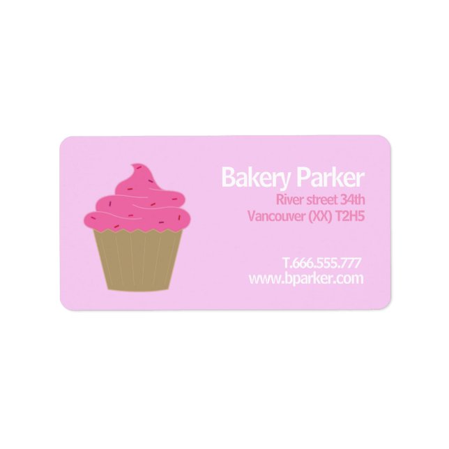 Custom bakery pink product cupcake Label (Front)