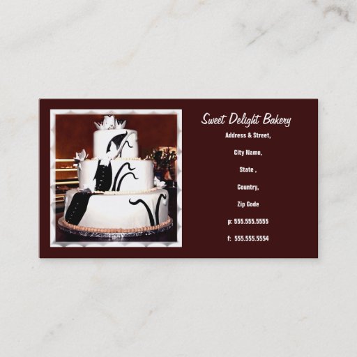 Customizable Custom Bakery / Wedding Cakes  Business Card