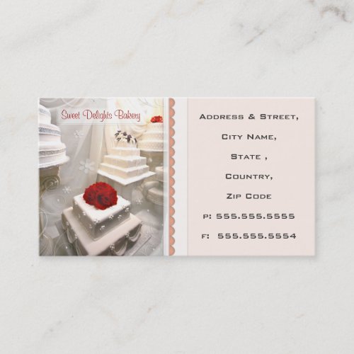 Custom Bakery  Wedding Cakes  Business Card