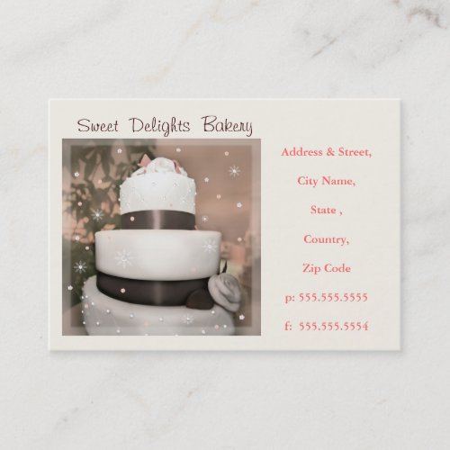 Custom Bakery / Wedding Cakes  Business Card