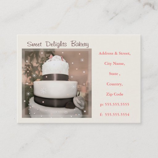 Customizable Custom Bakery / Wedding Cakes  Business Card