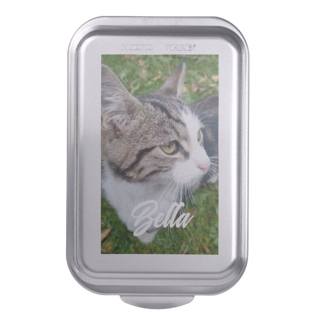 Custom baking cake pan with pet cat photo (Front Vertical)