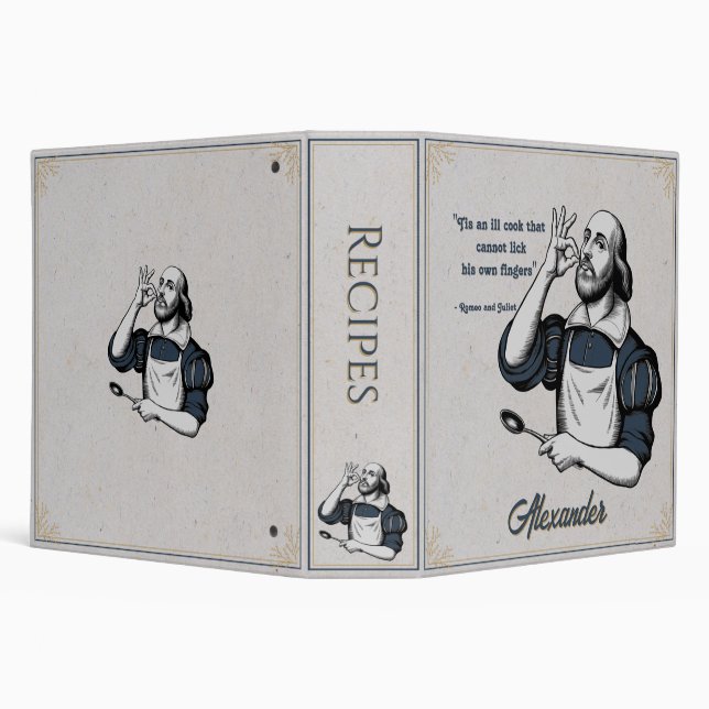 Custom Baking Recipes Chef Elegant 3 Ring Binder (Background)