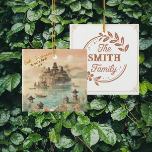 Custom Bali Indonesia Family Travel Keepsake Ceramic Ornament