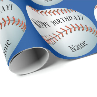 Custom Baller Baseball Name Happy Birthday Wrapping Paper